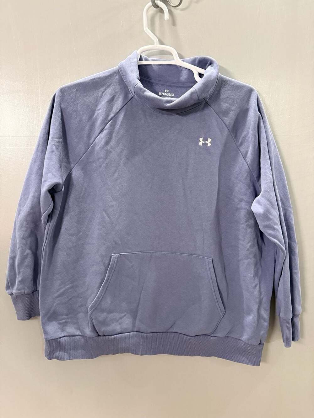 Under Armour Womens 1X Sweatshirt Periwinkle Cowl Neck Fleece Pullover Plus Size